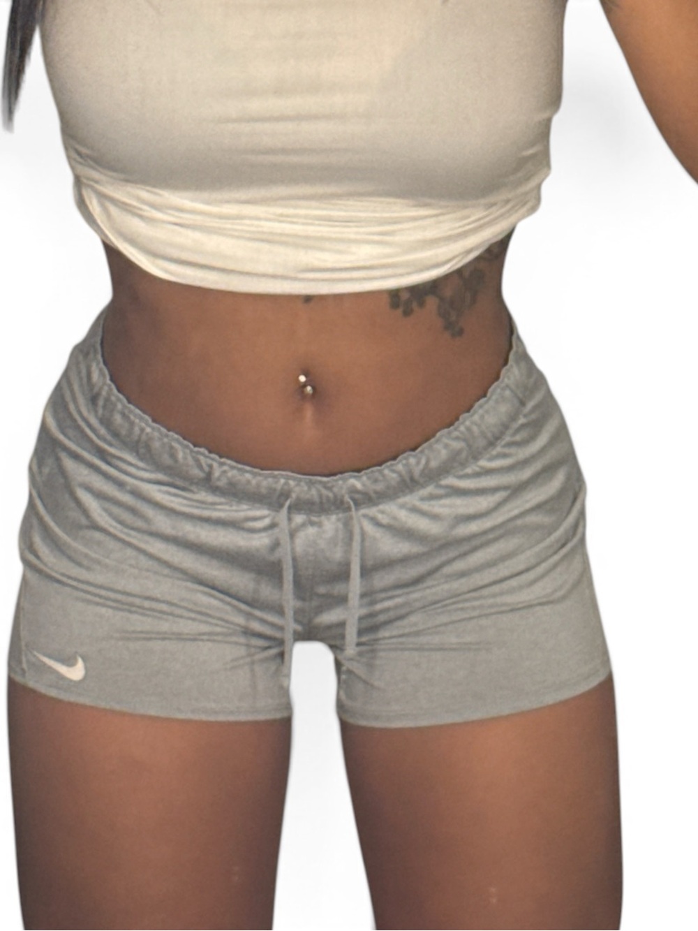 Nike Women's Light Gray Athletic Drawstring Shorts